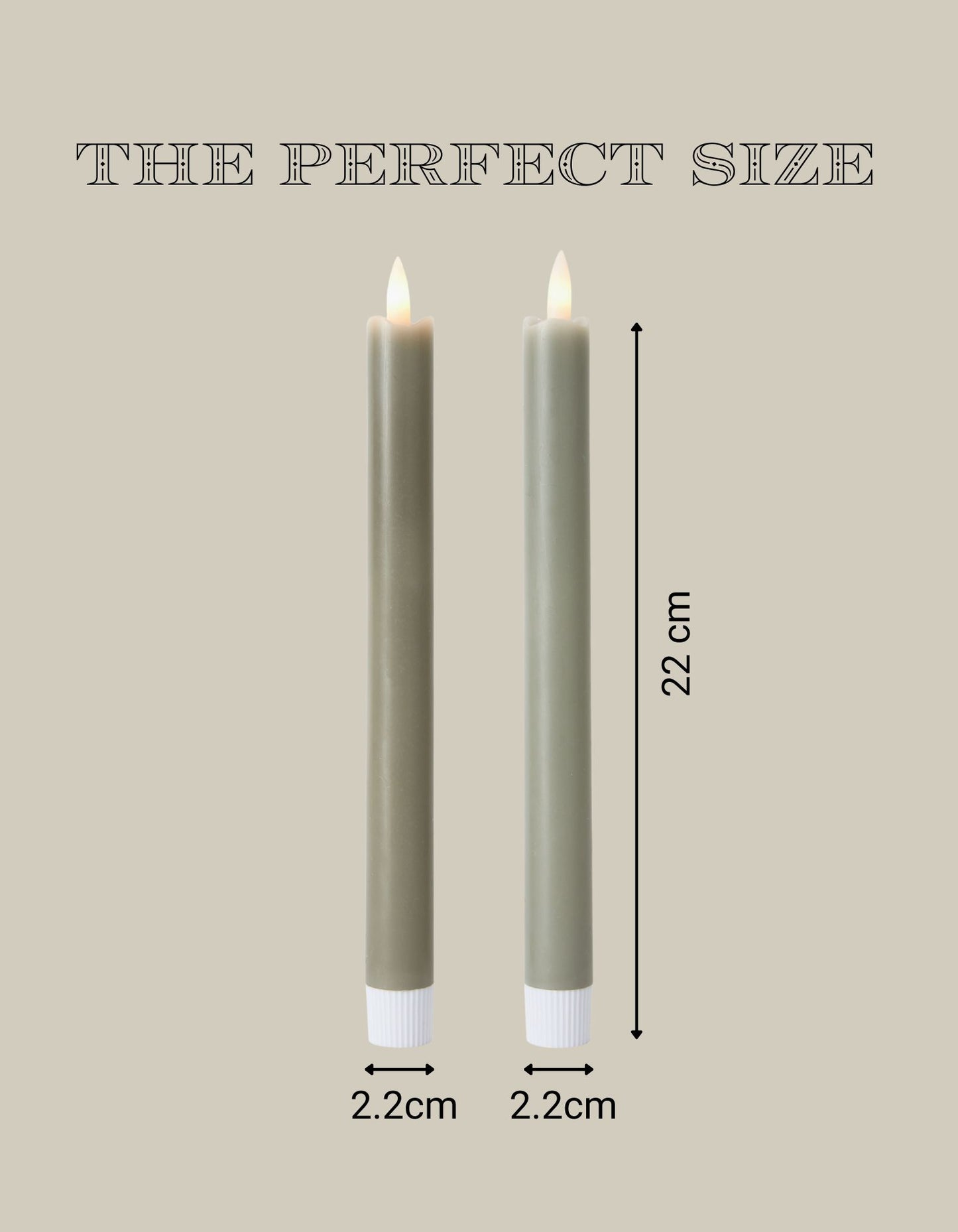 Set of 2 Wax LED Taper Candles – 22cm Flameless Dinner Candles