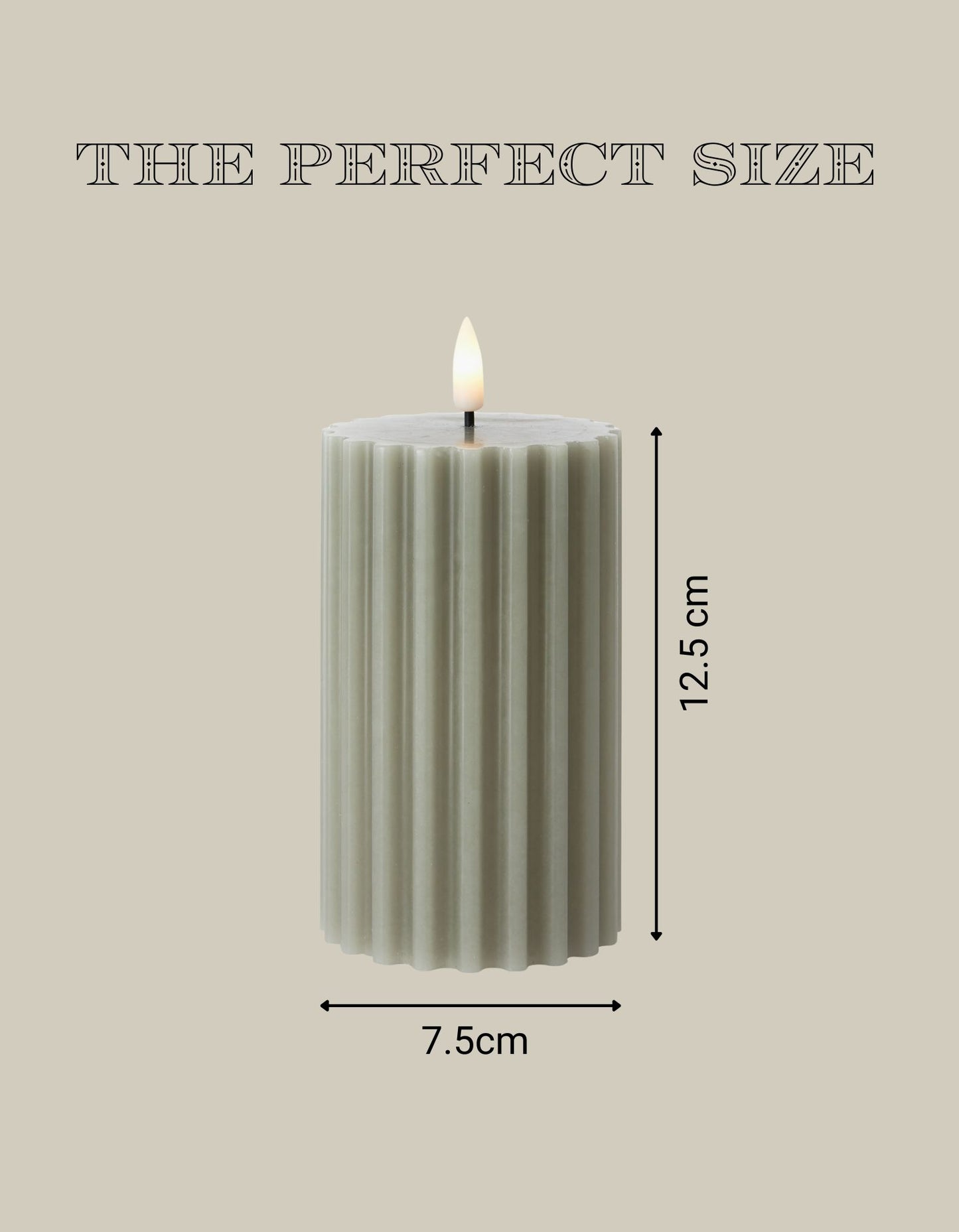 Single Wax LED Candle with Grooved Edge – 12.5cm Pillar Candle