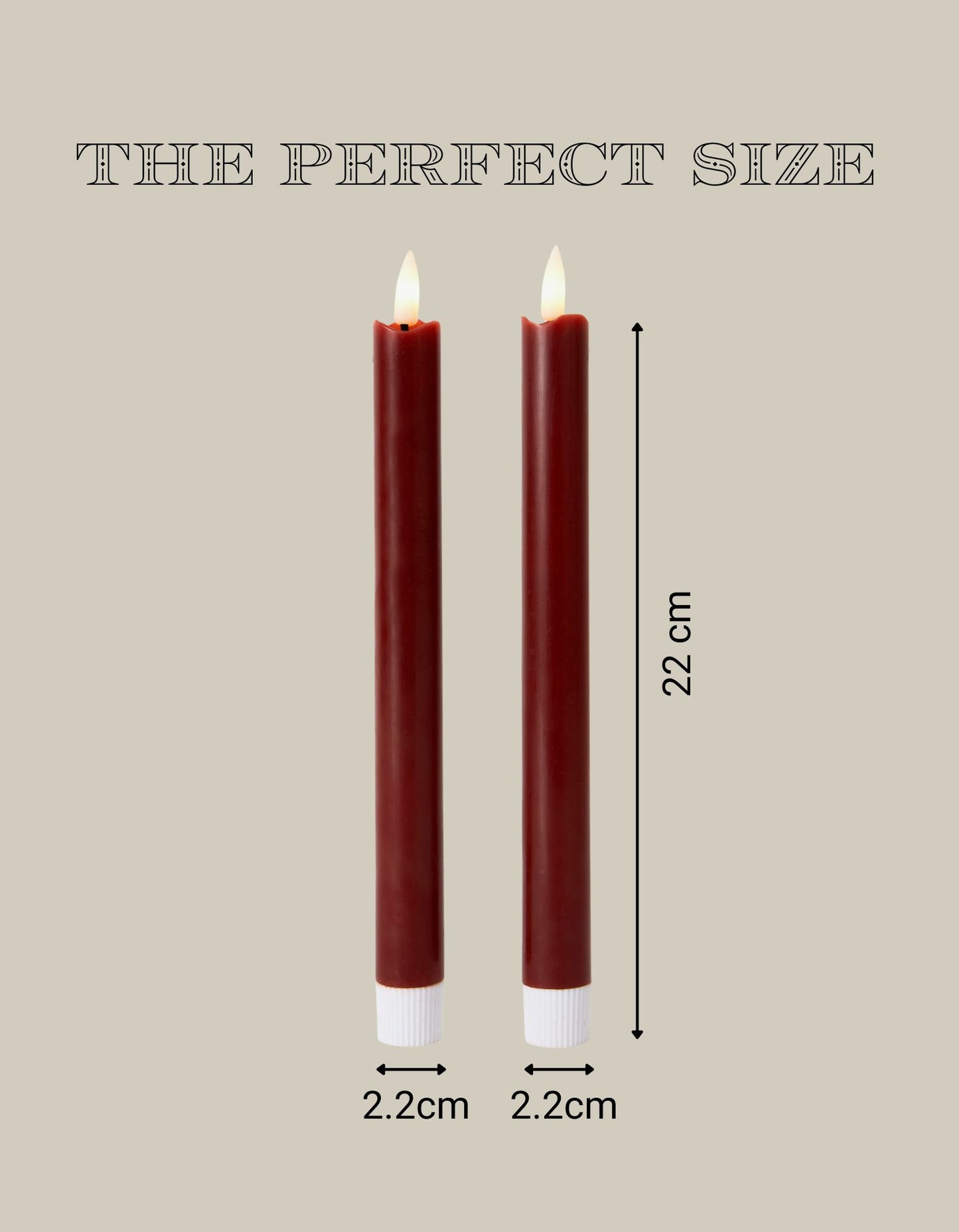 Set of 2 Wax LED Taper Candles – 22cm Flameless Dinner Candles