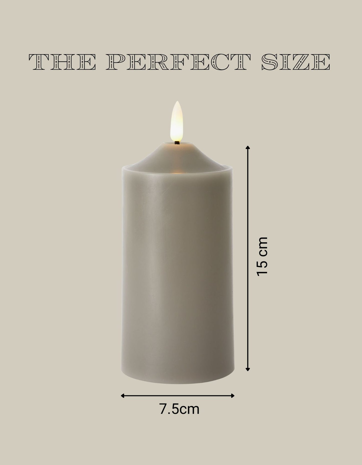 Single Wax LED Candle – 15cm Pillar Candle