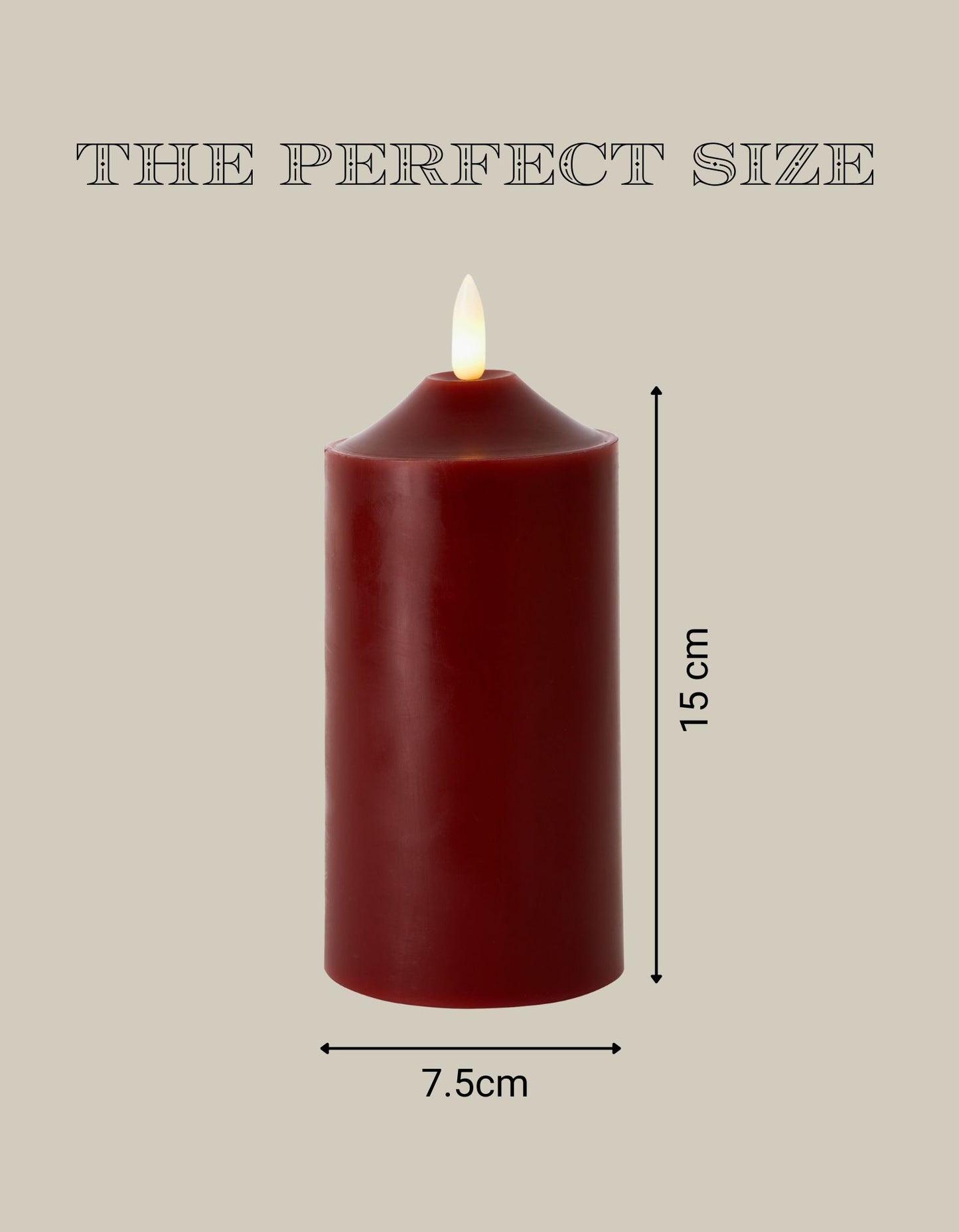 Single Wax LED Candle – 15cm Pillar Candle