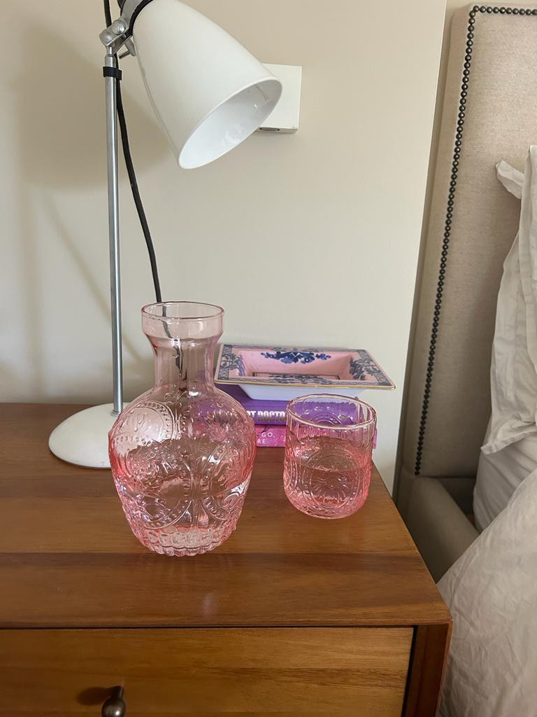 Vintage Glass Carafe with Matching Drinking Glass lid | 750ml Capacity