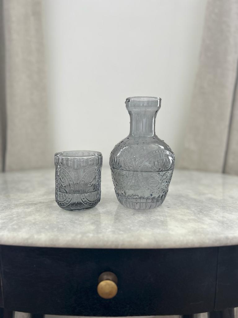 Vintage Glass Carafe with Matching Drinking Glass lid | 750ml Capacity