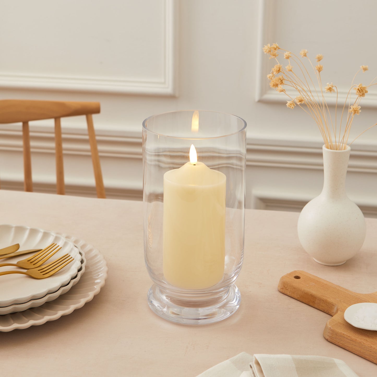 LED Candle Set of 3 – Off White Pillar Candles (10/12.5/15cm)