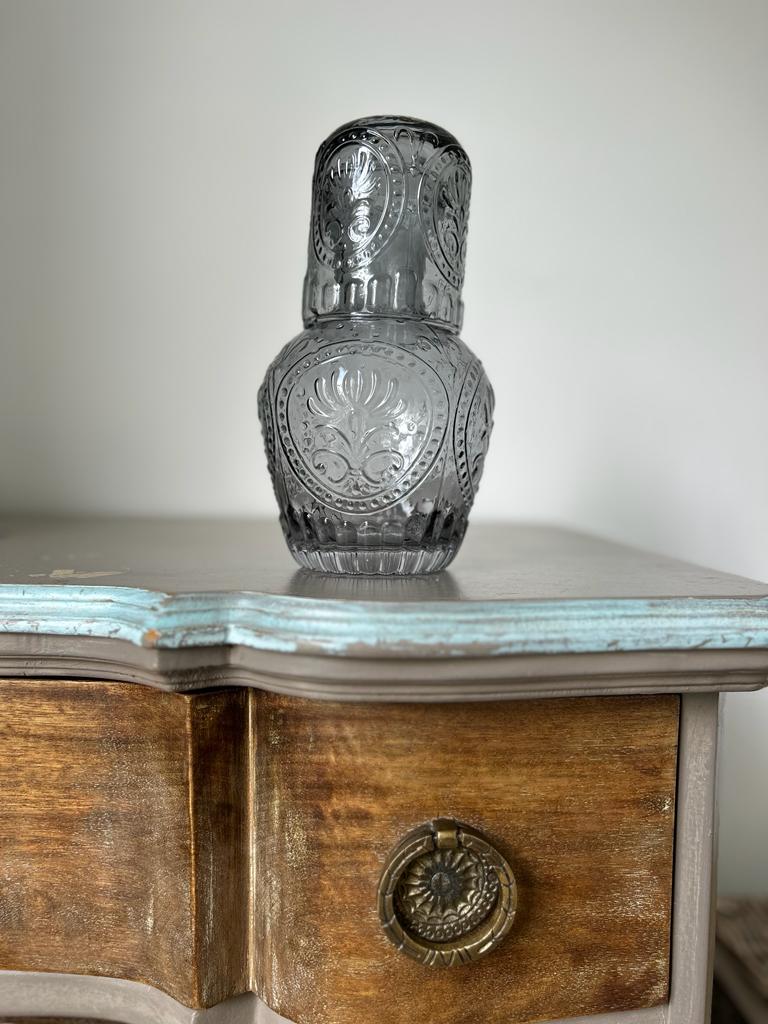 Vintage Glass Carafe with Matching Drinking Glass lid | 750ml Capacity
