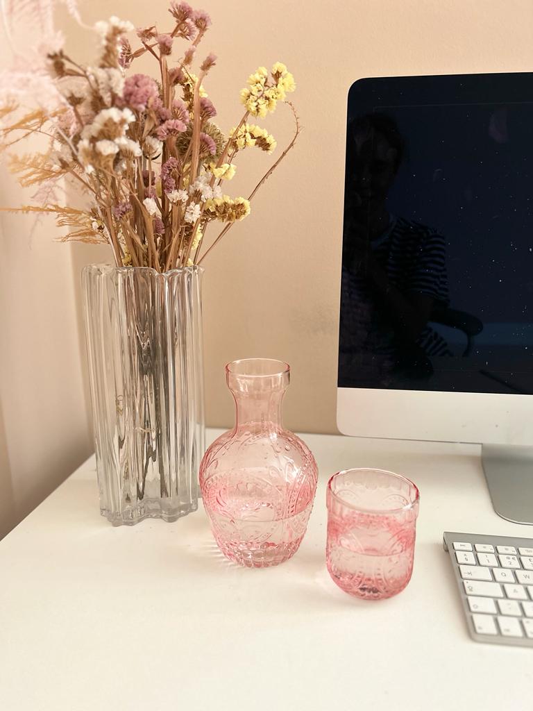 Vintage Glass Carafe with Matching Drinking Glass lid | 750ml Capacity