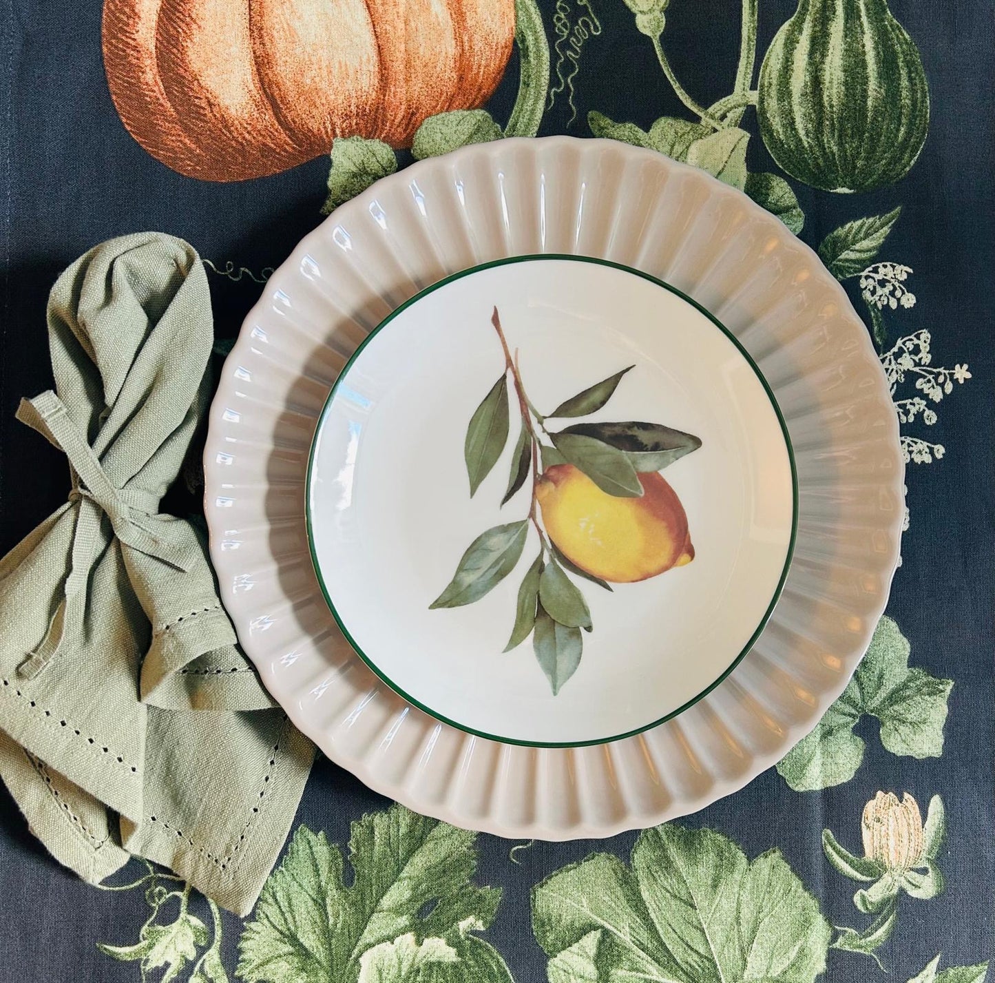 Decorative Side Plates | Set of 4 | New Bone China | 19cm | Fruit & Vegetables design