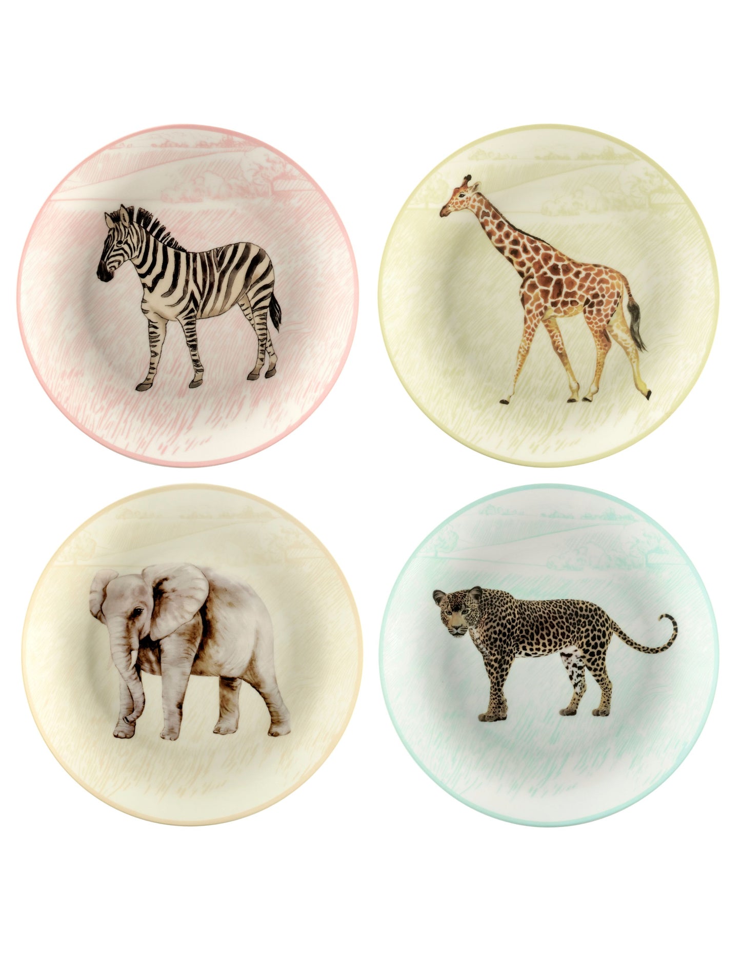 Decorative Side Plates | Set of 4 | New Bone China | 19cm | Animals design