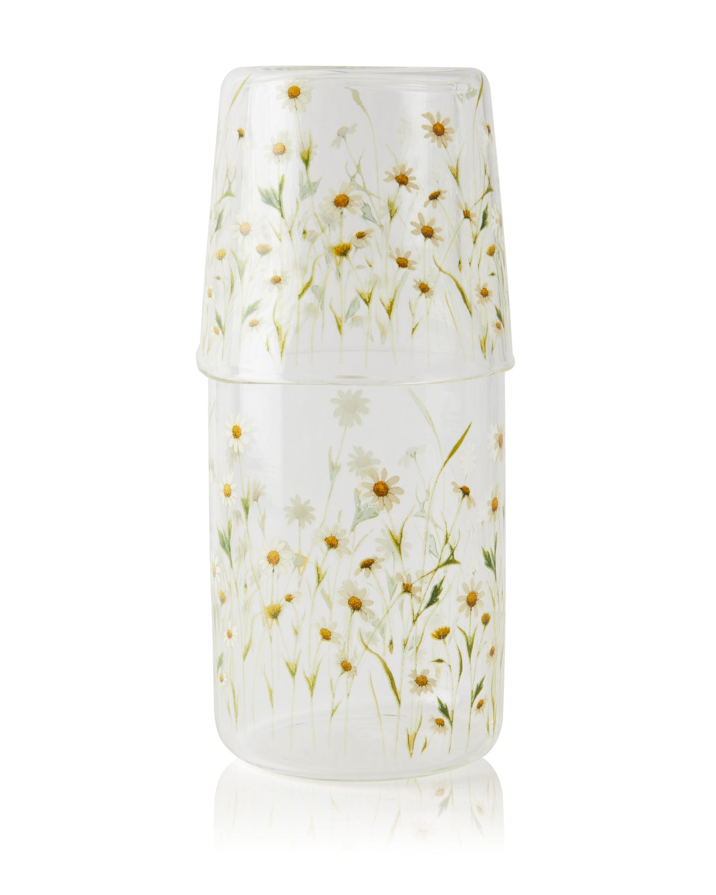 Glass Water Carafe with Tumbler Lid | Decorative Printed Glass