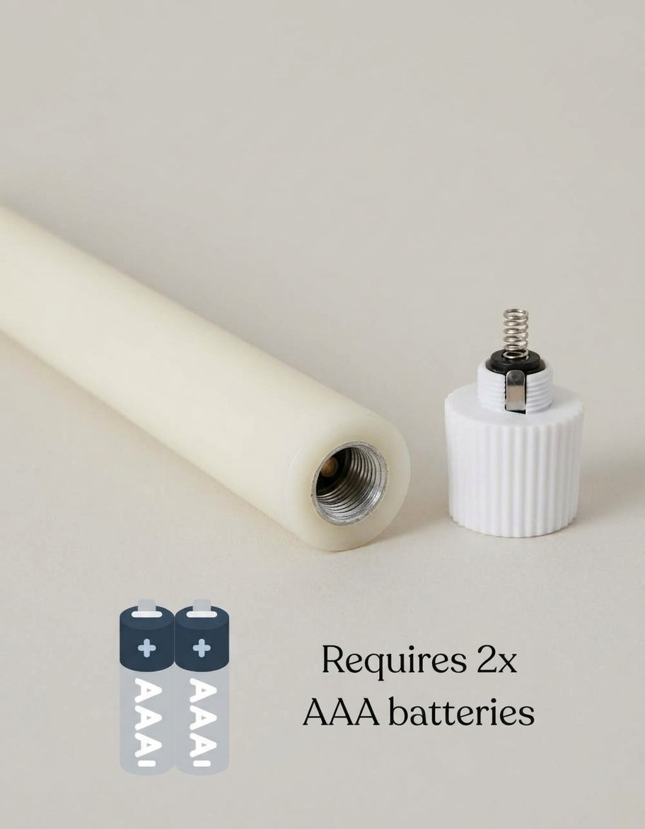 Set of 2 Wax LED Taper Candles – 30cm Flameless Dinner Candles