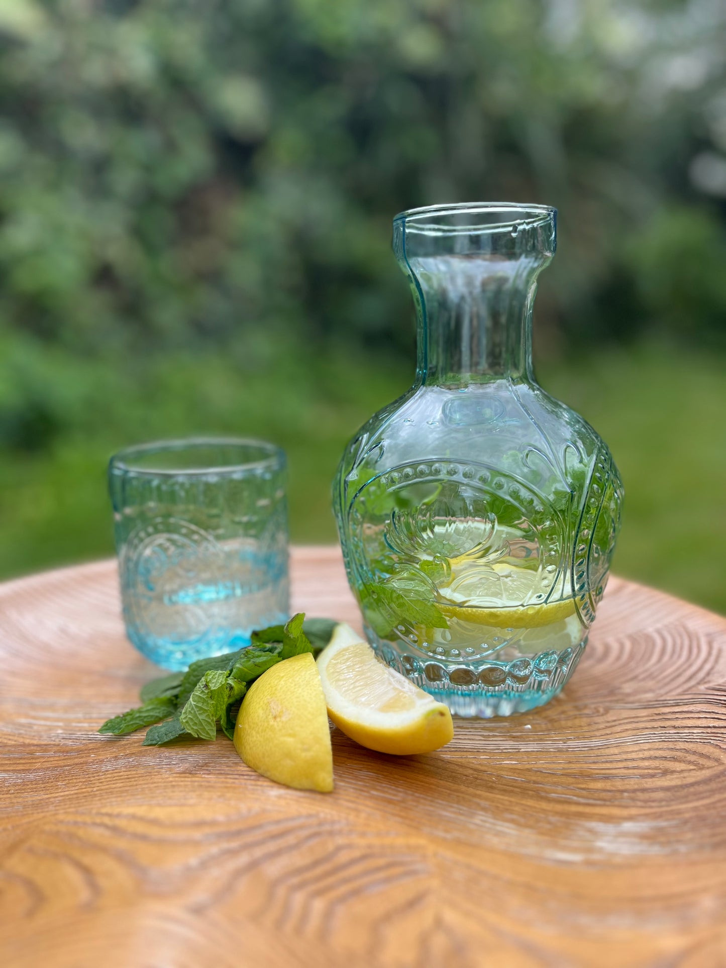 Vintage Glass Carafe with Matching Drinking Glass lid | 750ml Capacity