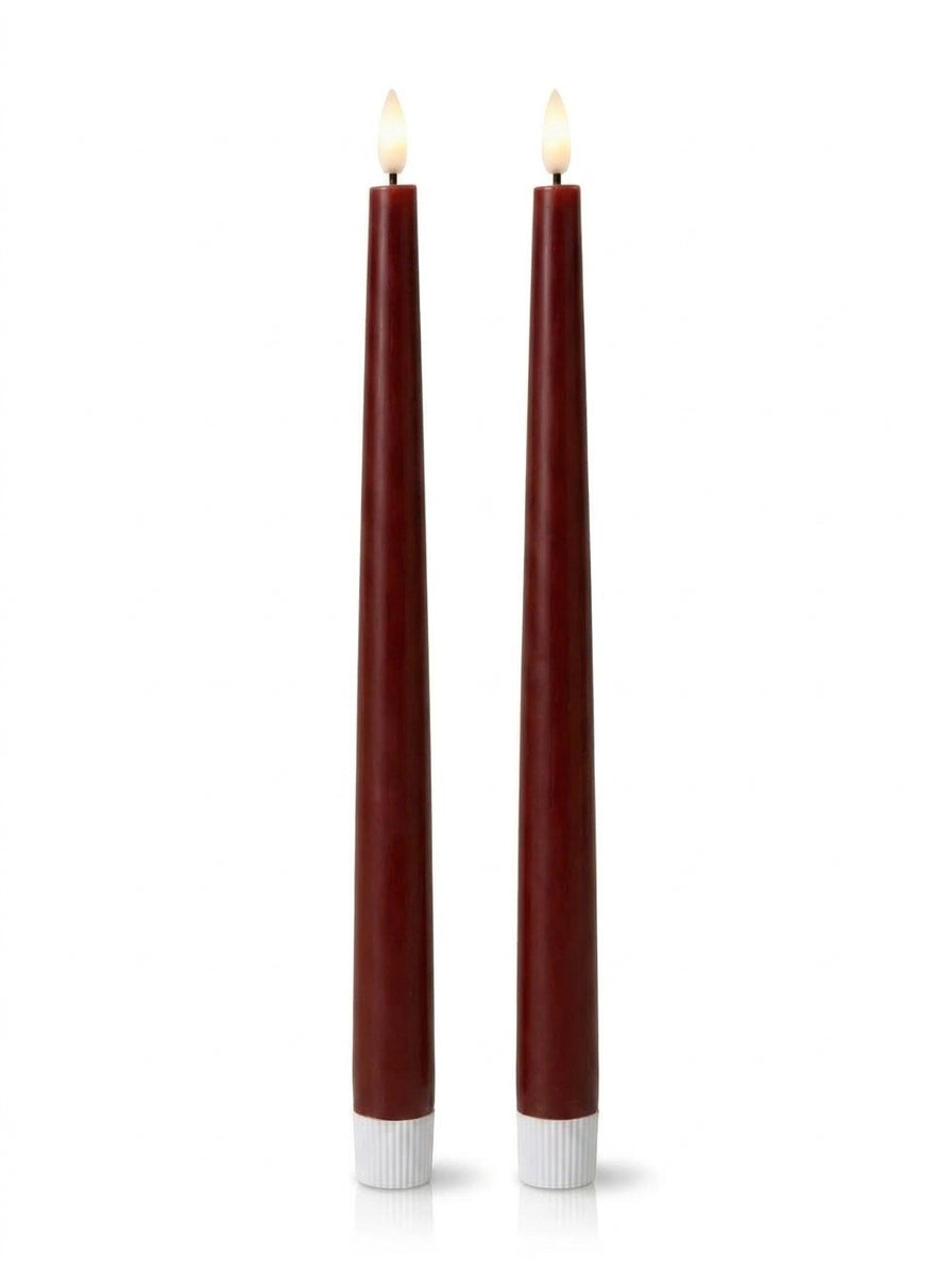 Set of 2 Wax LED Taper Candles – 30cm Flameless Dinner Candles