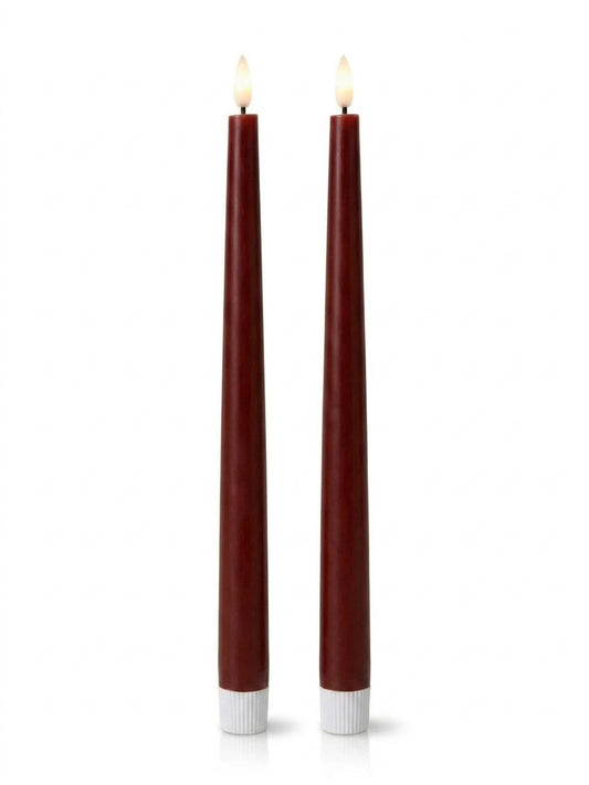 Set of 2 Wax LED Taper Candles – 30cm Flameless Dinner Candles