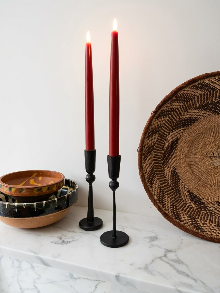 Set of 2 Wax LED Taper Candles – 30cm Flameless Dinner Candles